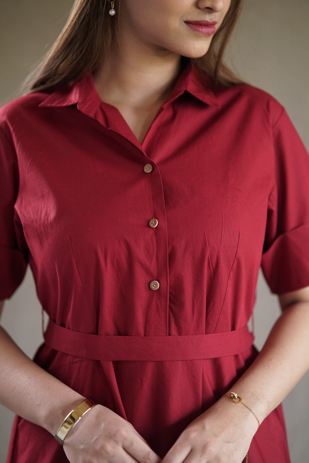 The Carmine Tab Shirt Dress