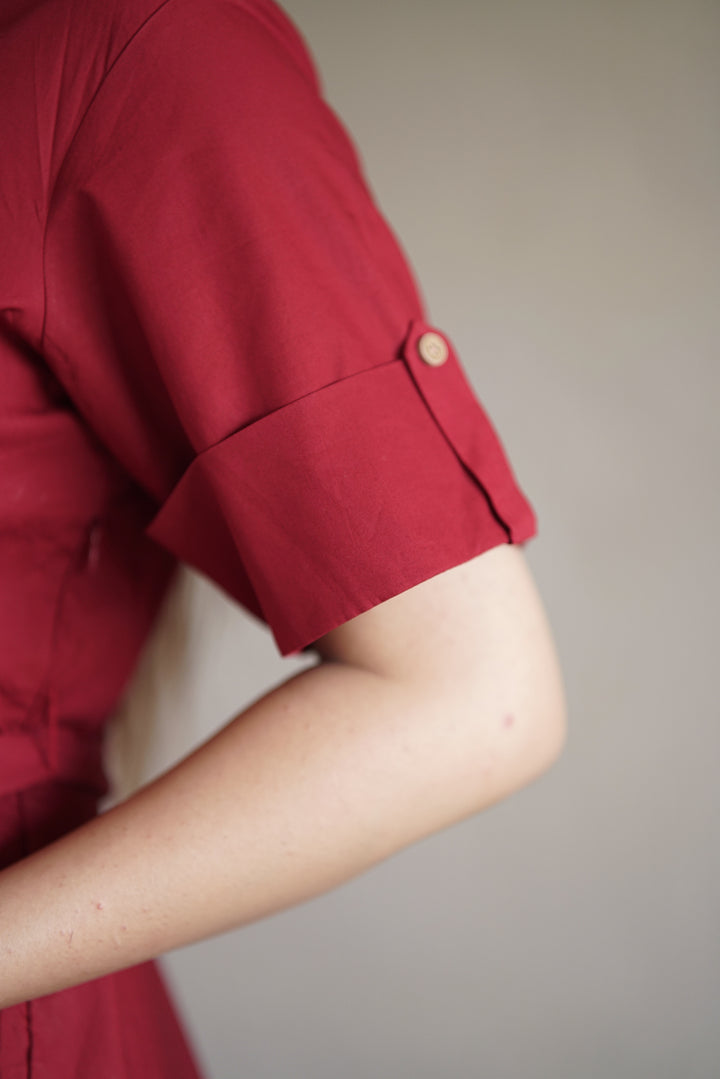 The Carmine Tab Shirt Dress