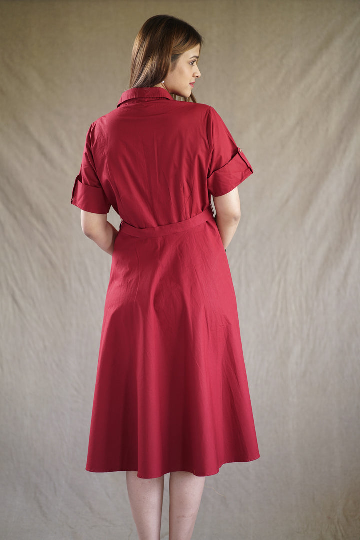 The Carmine Tab Shirt Dress