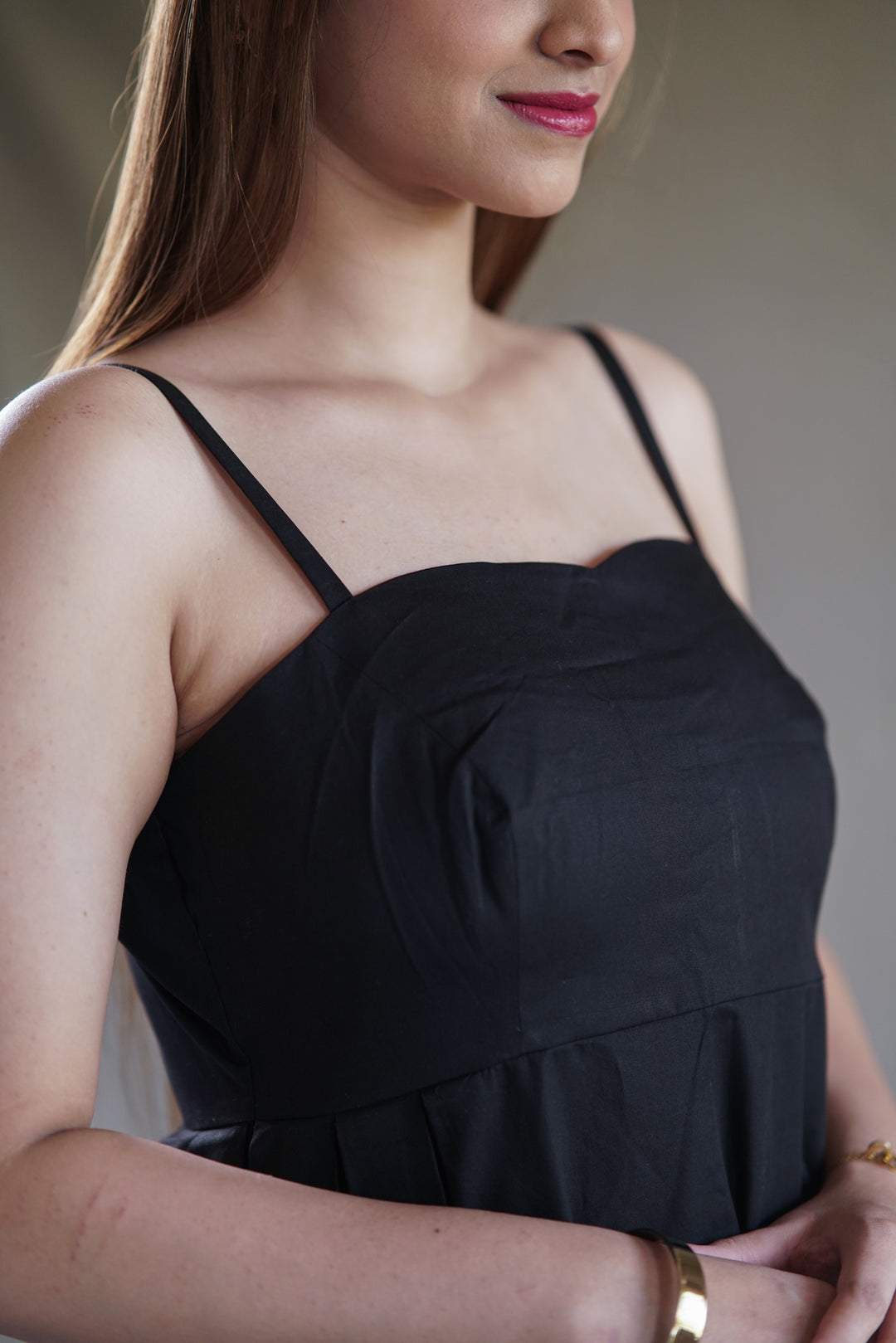 Noir Vale Dress | Flared Sweetheart Dress in Organic Cotton