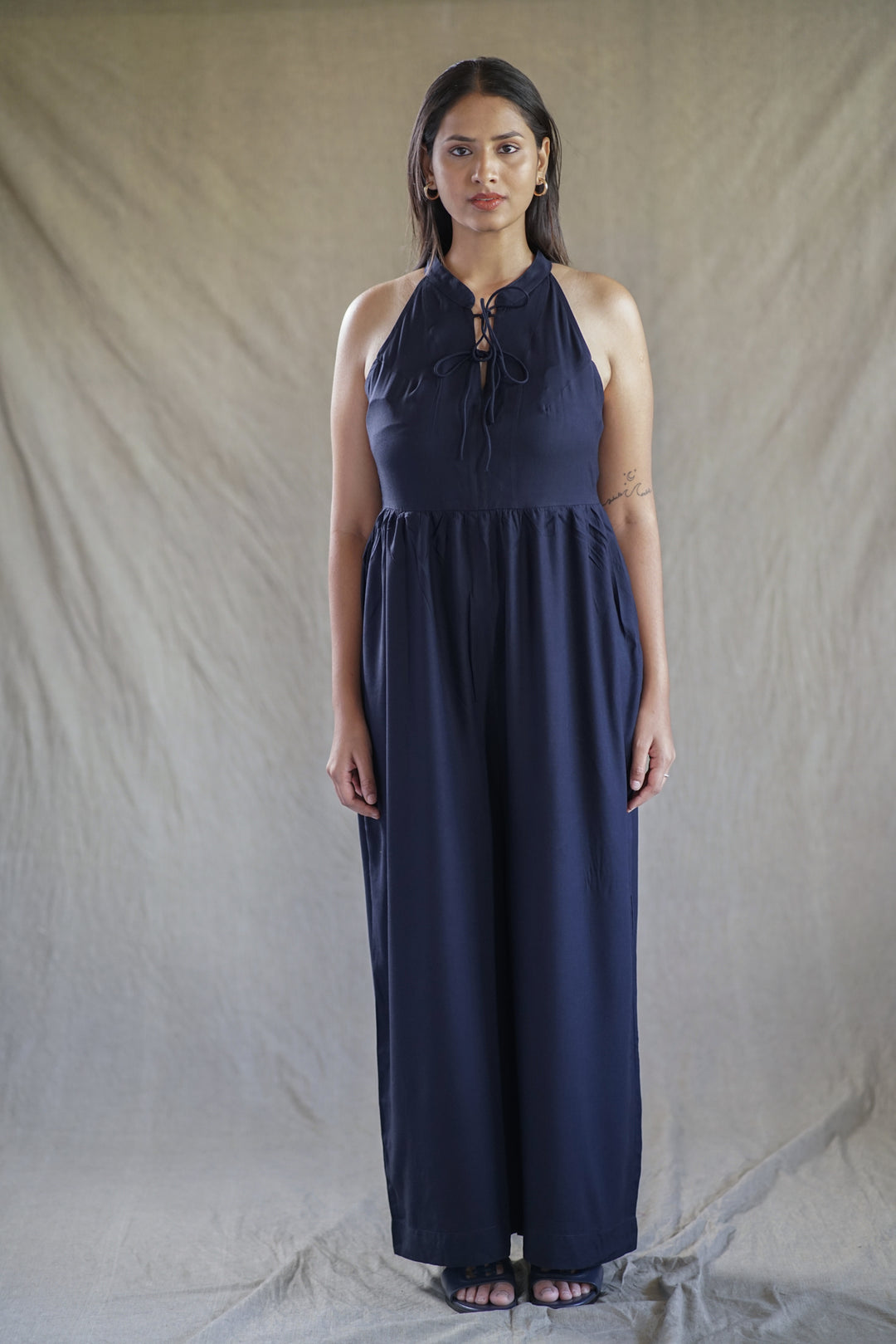 Nox Tie Jumpsuit | Sleeveless Drawstring Neck in Ecovero