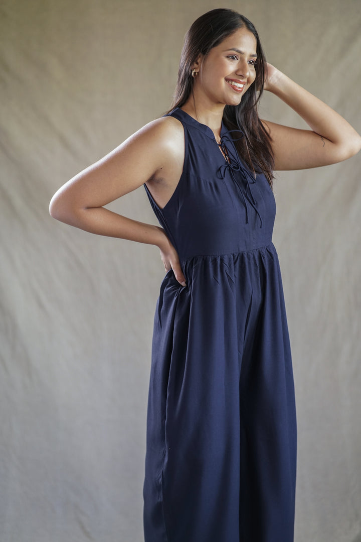 Nox Tie Jumpsuit | Sleeveless Drawstring Neck in Ecovero
