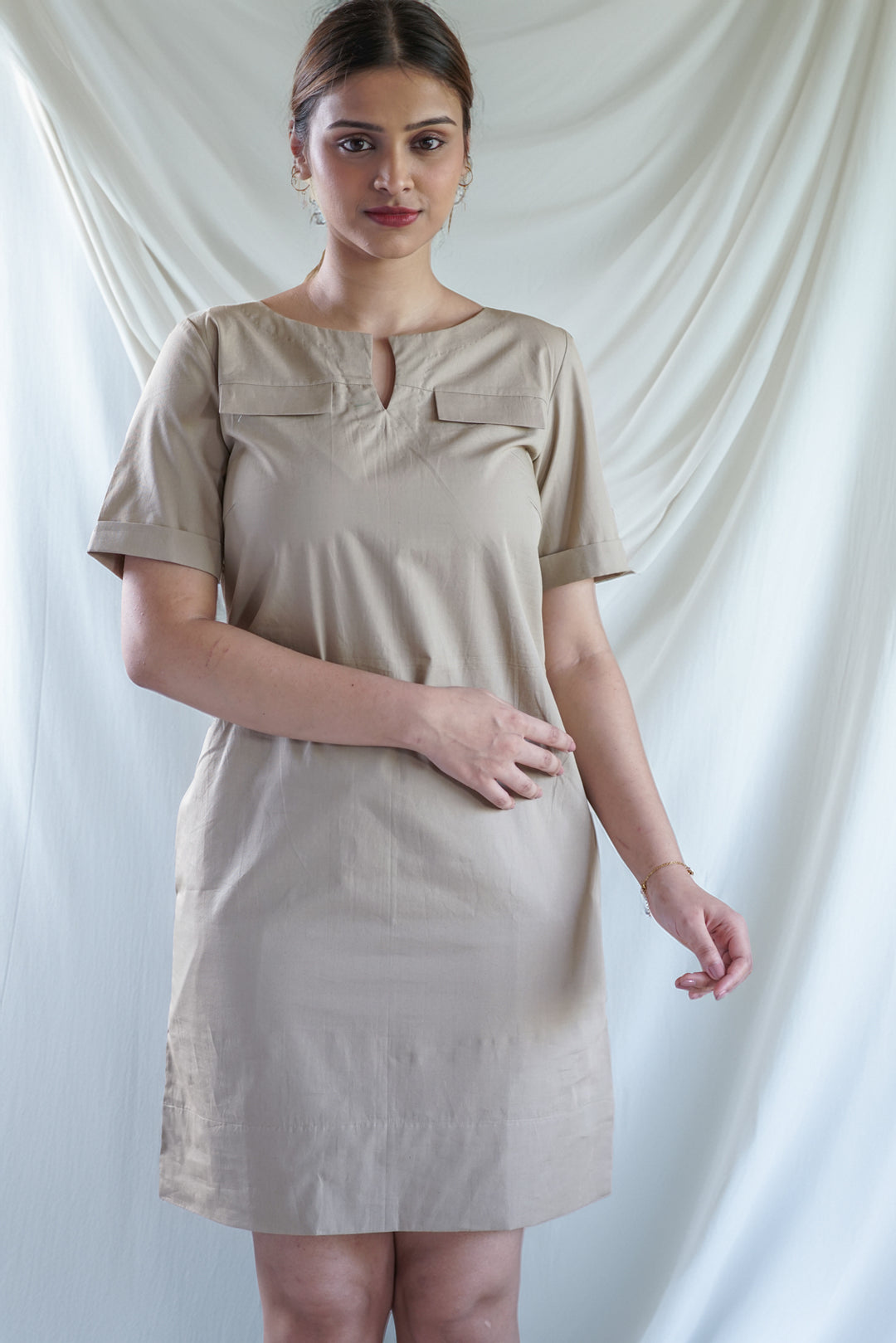 Oliva Flap Dress | Sheath Dress in Organic Cotton
