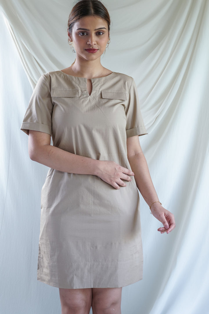Oliva Flap Dress | Sheath Dress in Organic Cotton