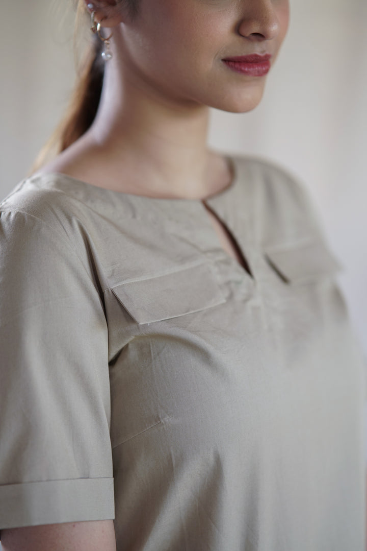 Oliva Flap Dress | Sheath Dress in Organic Cotton