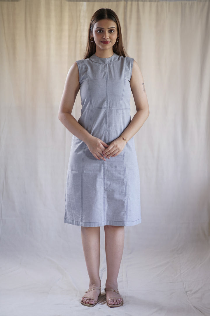 Caelum Seam Dress | Structured A-Line in Organic Twill