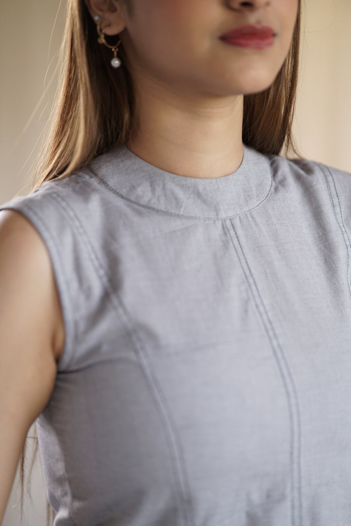 Caelum Seam Dress | Structured A-Line in Organic Twill