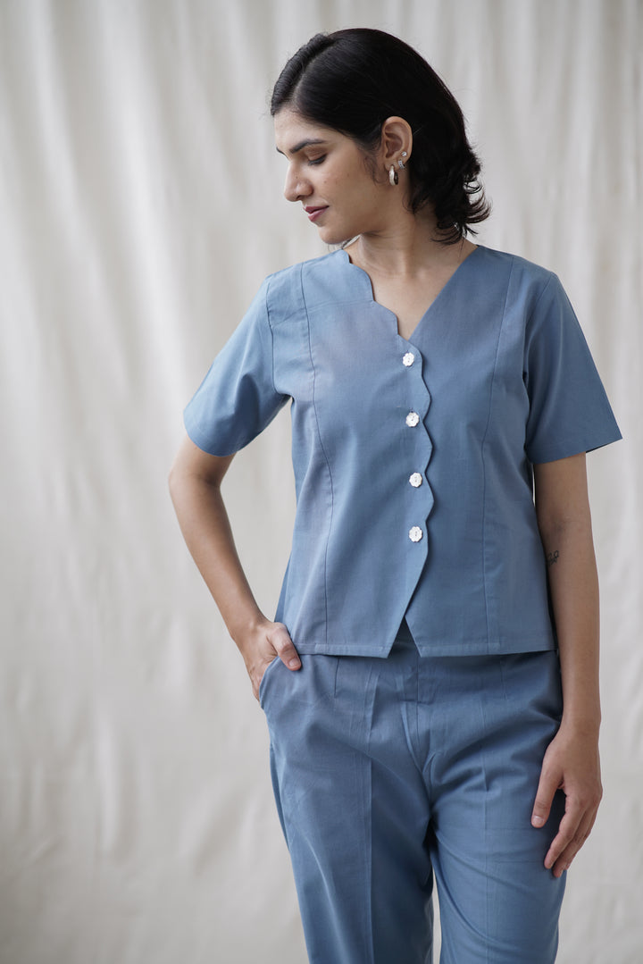 Caelia Set | Scallop Detail Cord Set in Organic Cotton