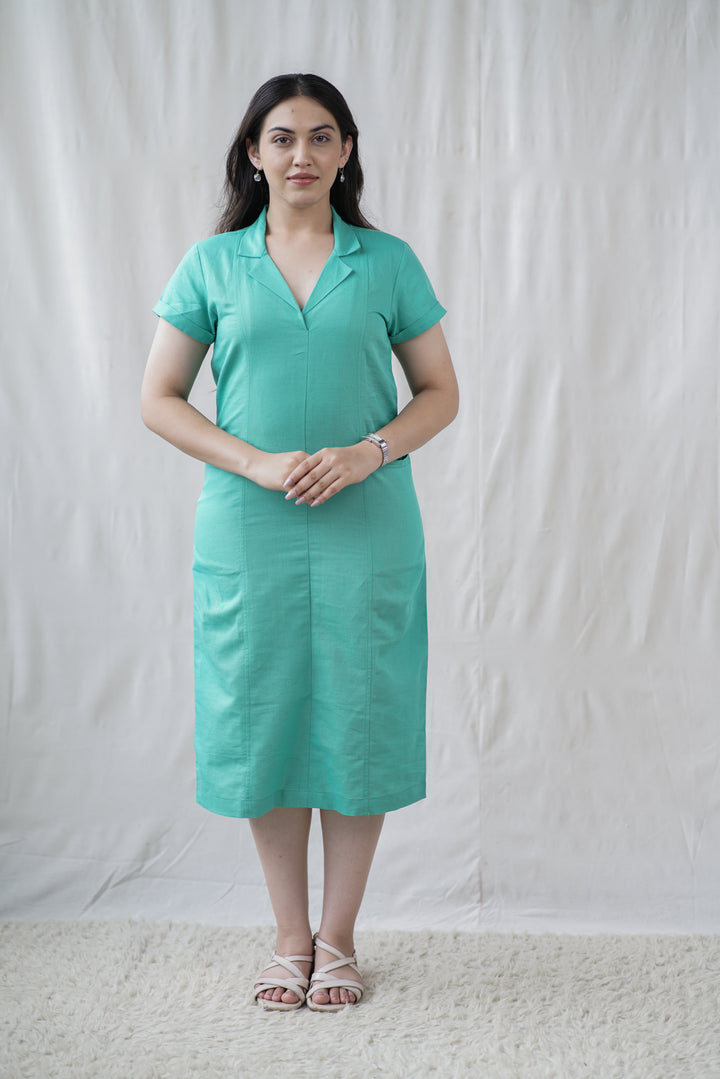 Salina Dress | Cotton Linen in Sea Green