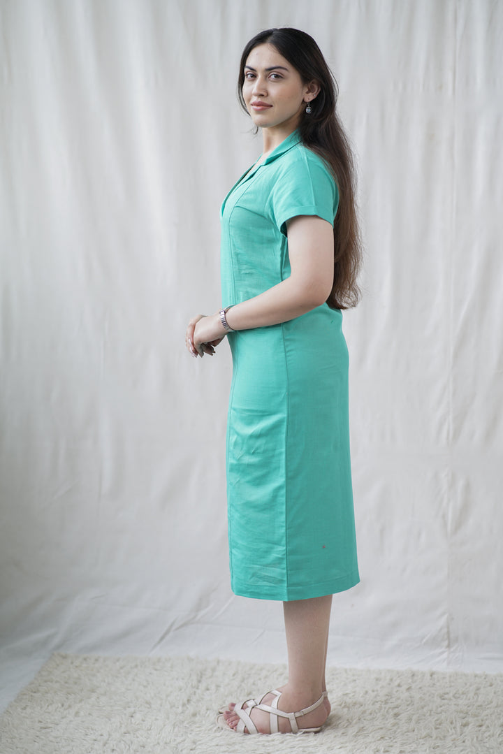Salina Dress | Cotton Linen in Sea Green