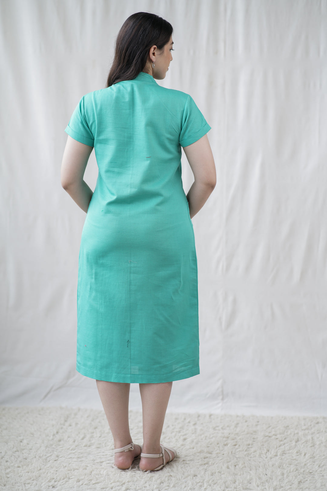 Salina Dress | Cotton Linen in Sea Green