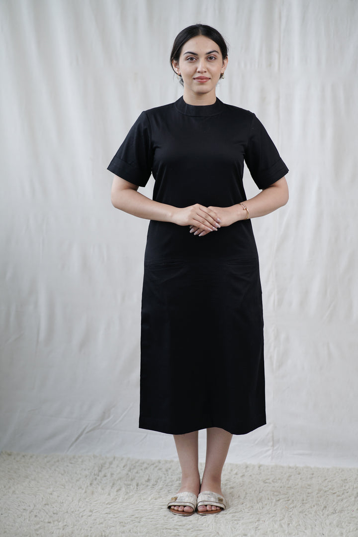 Nyra Dress | Organic Cotton Poplin in Black