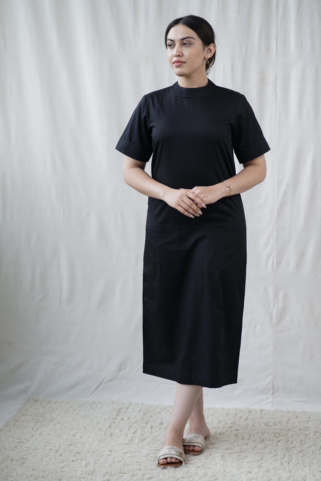 Nyra Dress | Organic Cotton Poplin in Black
