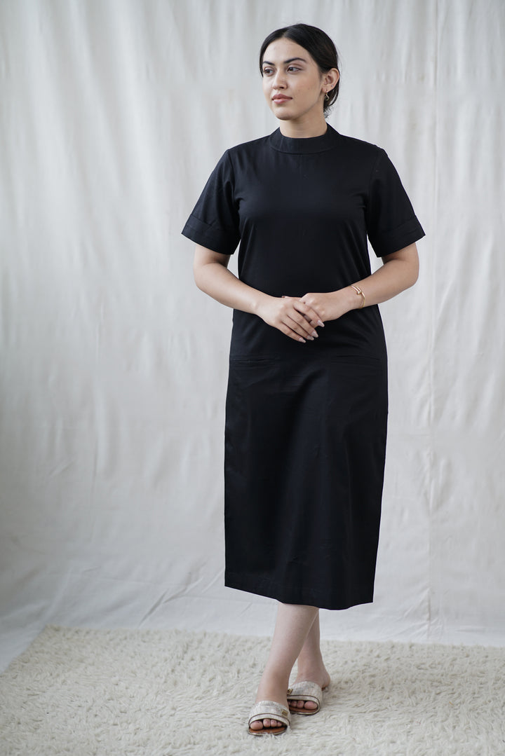 Nyra Dress | Organic Cotton Poplin in Black