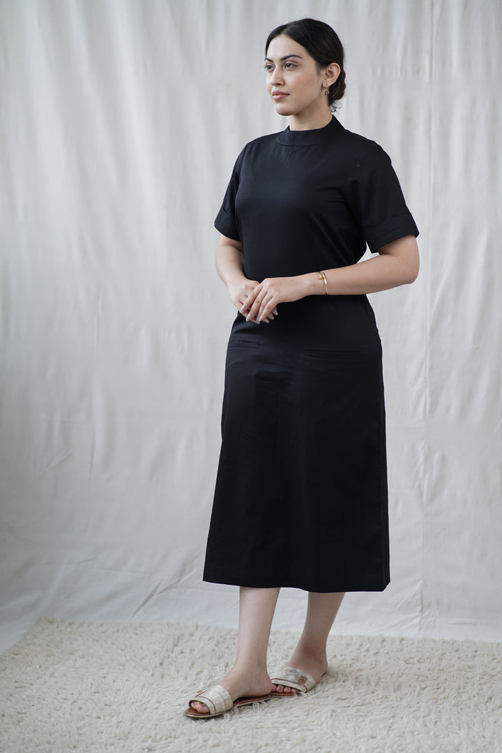 Nyra Dress | Organic Cotton Poplin in Black