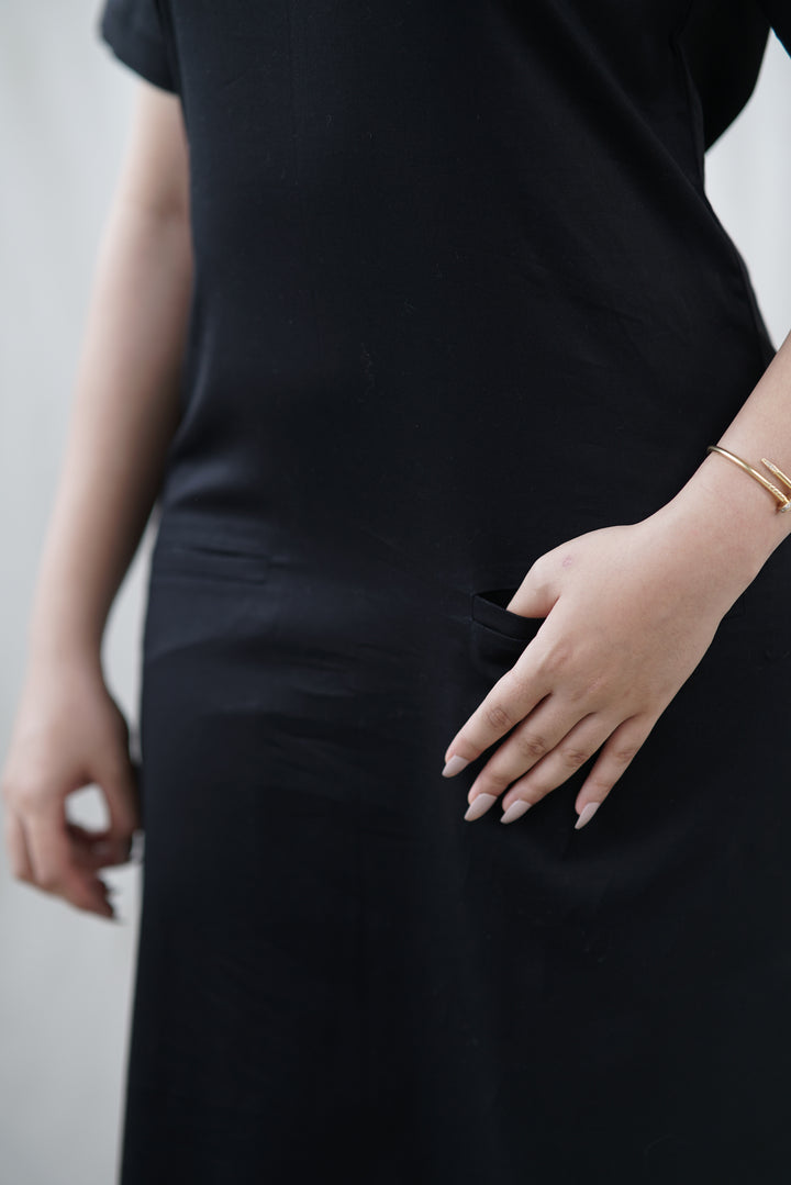 Nyra Dress | Organic Cotton Poplin in Black