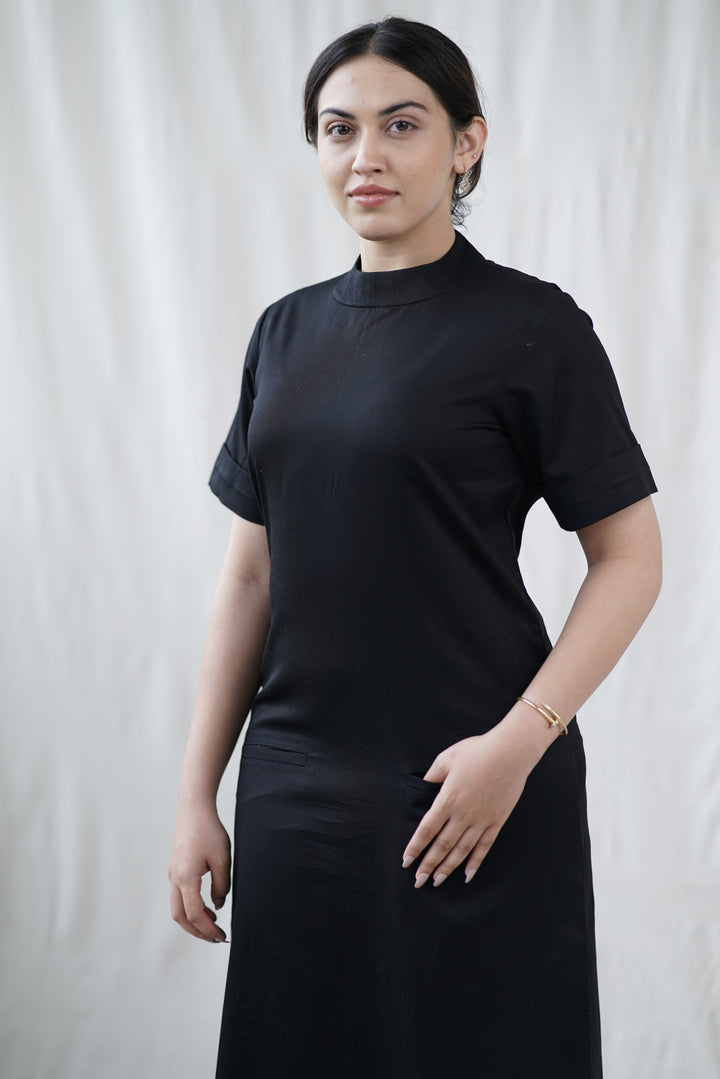 Nyra Dress | Organic Cotton Poplin in Black