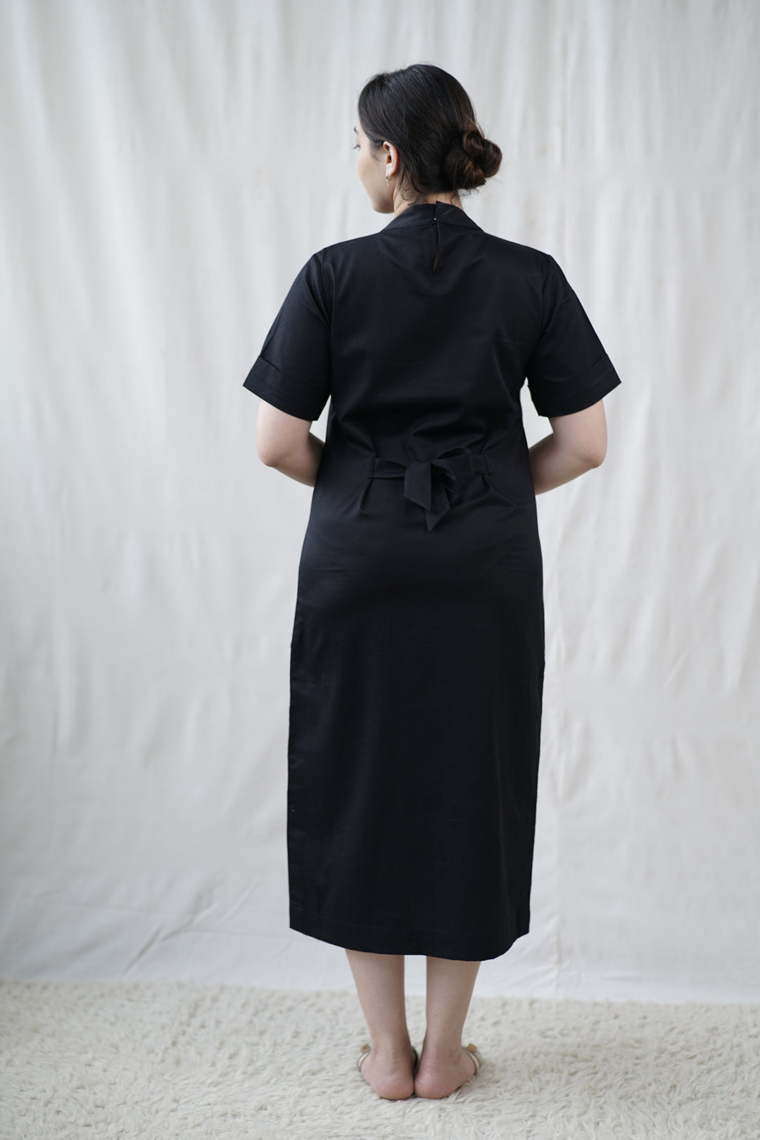 Nyra Dress | Organic Cotton Poplin in Black