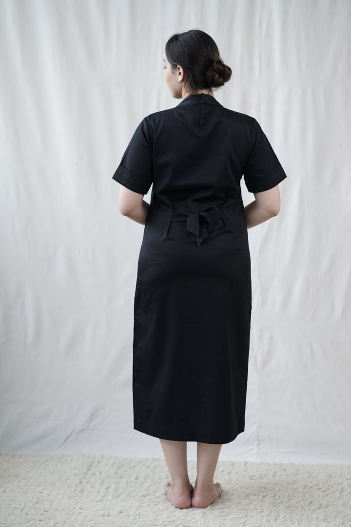 Nyra Dress | Organic Cotton Poplin in Black