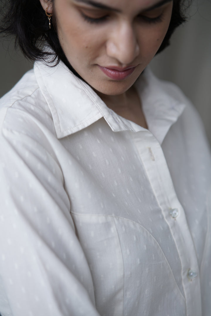 Ivya Top | Organic Cotton Dobby Corset Shirt