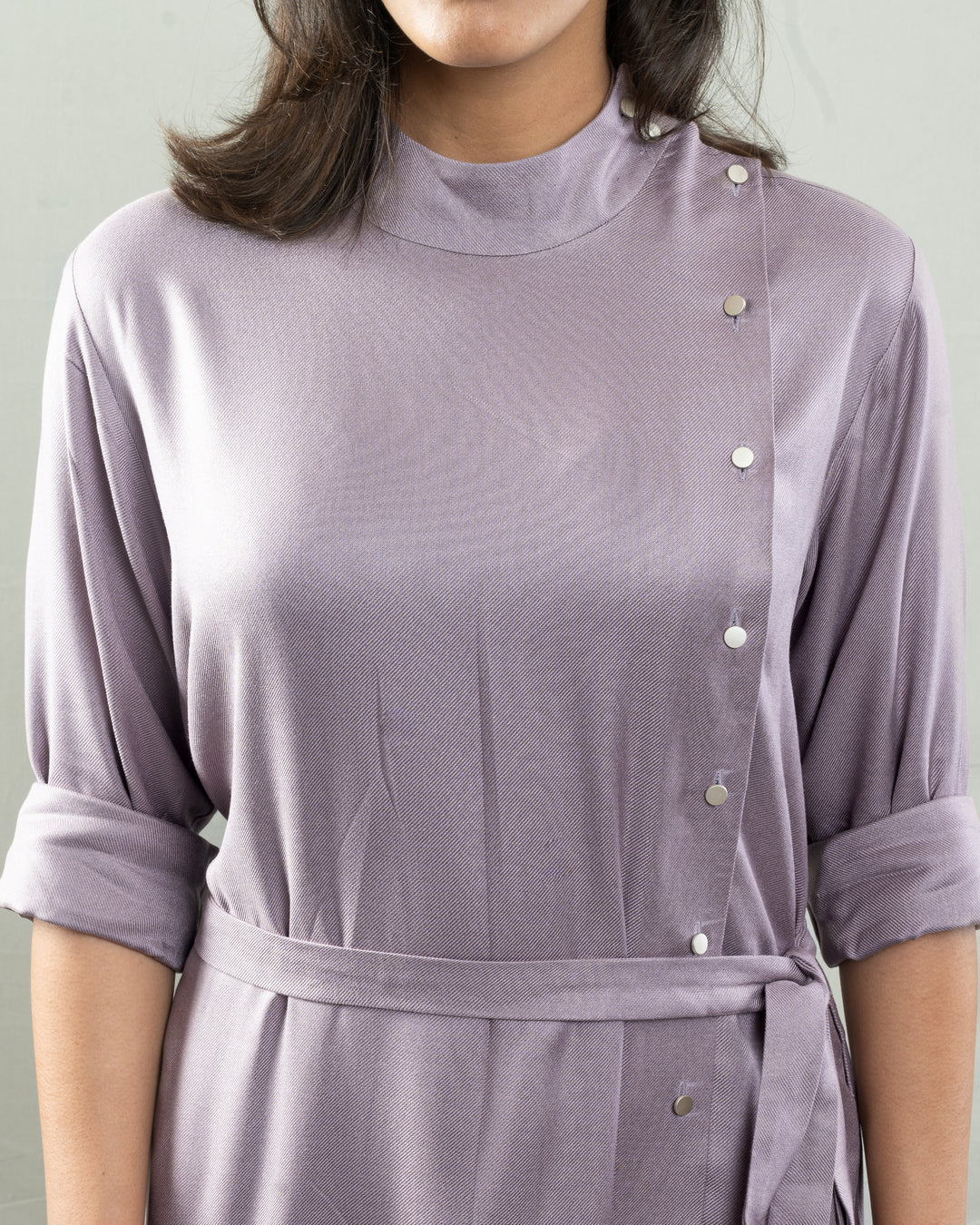 Lilac Cotton Twill Midi Dress (Casual)