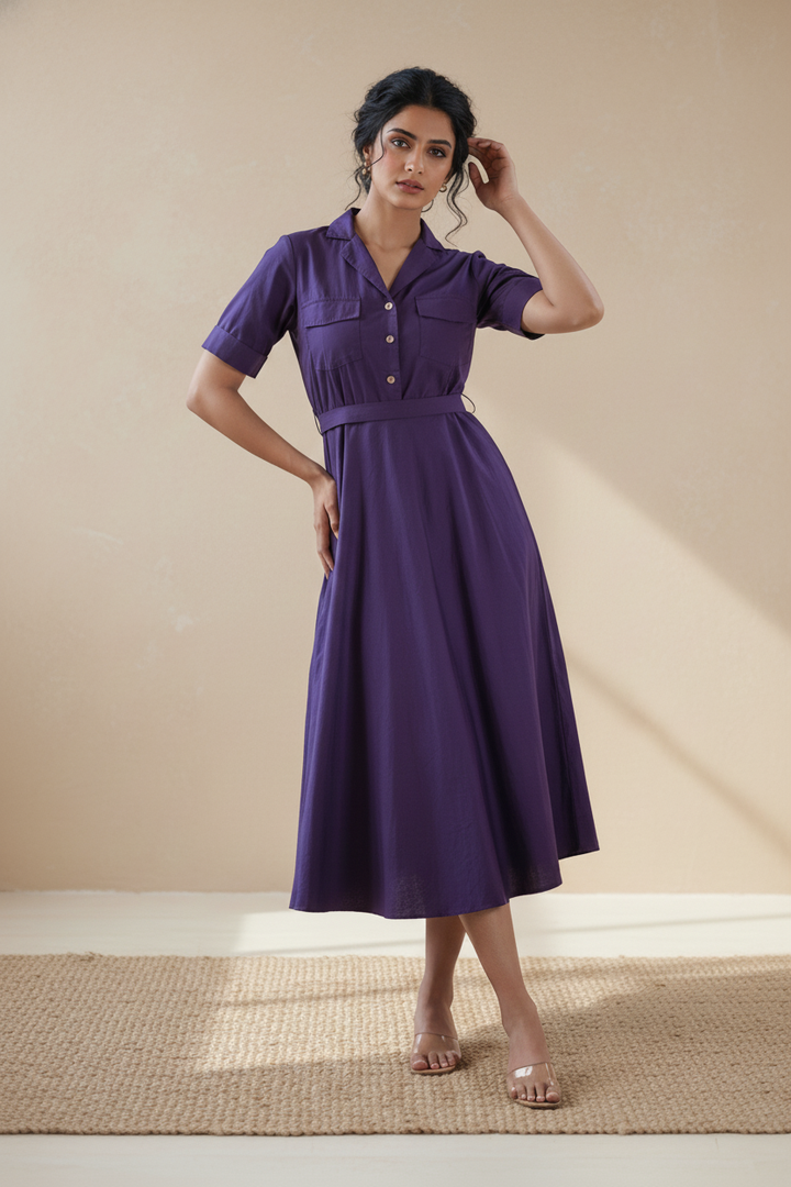 Berry Poplin Dress
