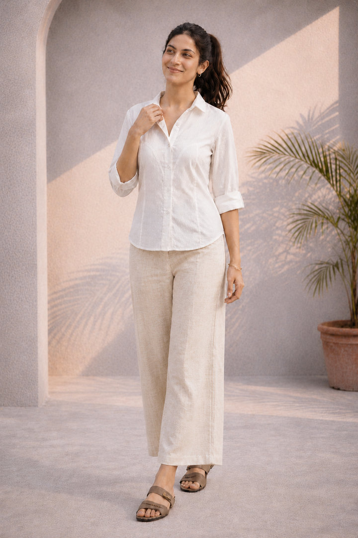 Ivory Organic Cotton Dobby Shirt (Workwear)