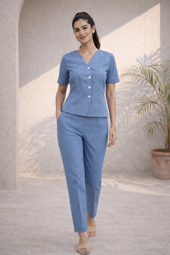 Smoky Blue Organic Cotton Co-ord Set (Workwear)