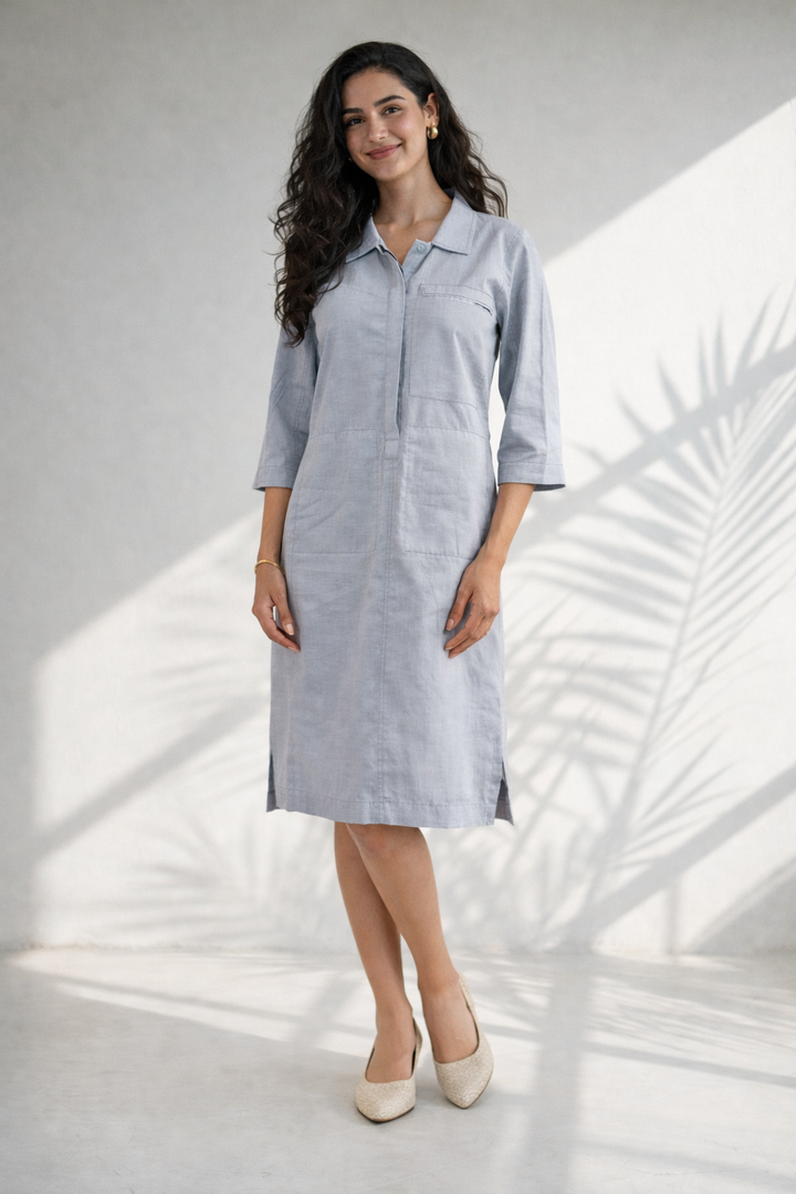 Denim Blue Eco Vero Twill Shirt Dress (Easy Everyday)