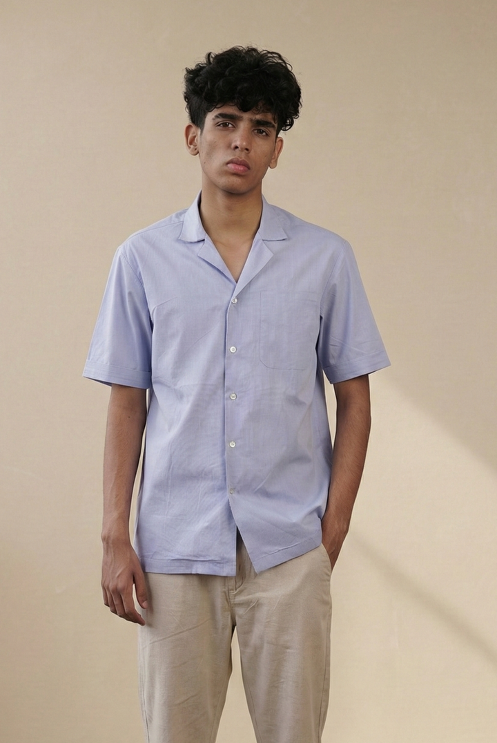 Periwinkle Blue Solid Organic Cotton Shirt (Everyday Casual)
