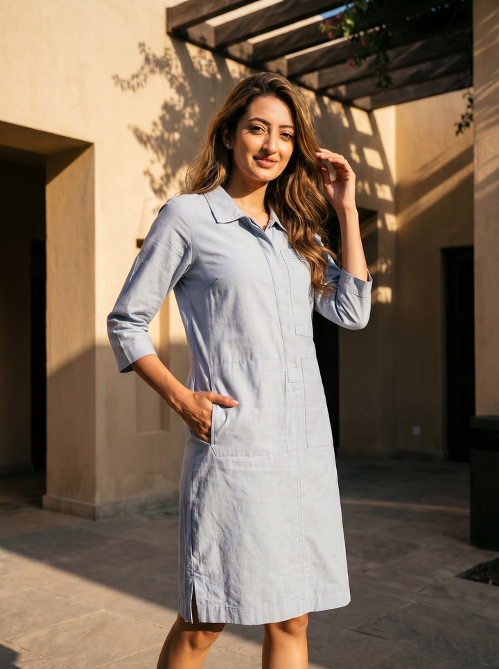 Denim Blue Eco Vero Twill Shirt Dress (Easy Everyday)