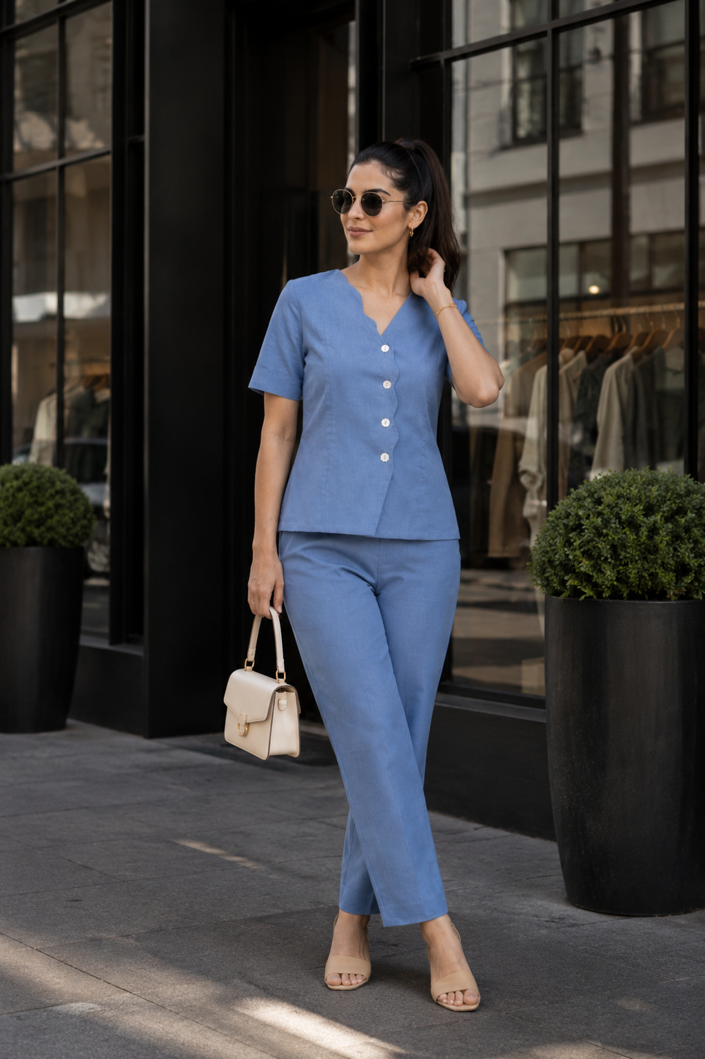 Smoky Blue Organic Cotton Co-ord Set (Workwear)
