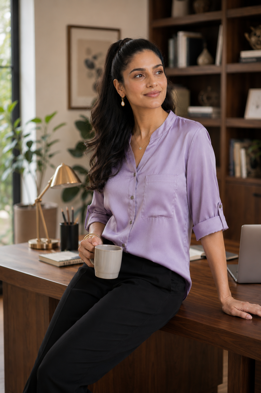 Lilac Cotton Twill Shirt  (Casual/ Workwear)