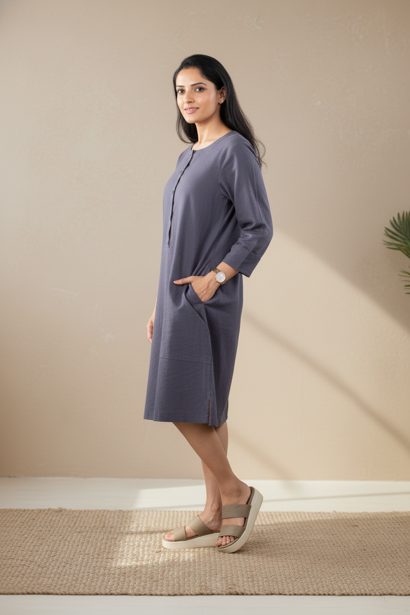 Slate Sheer Shift Dress 