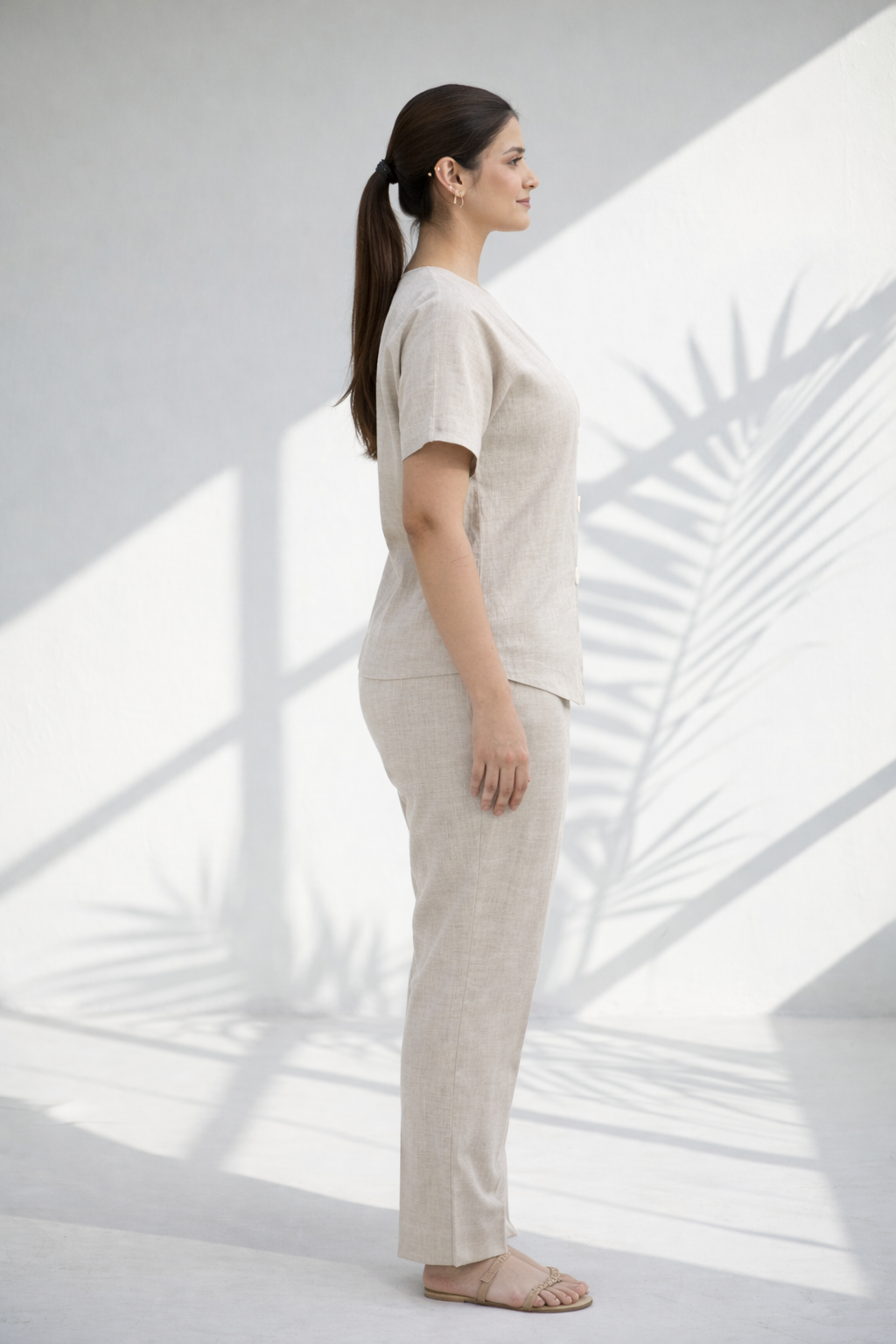 Beige Solid Hemp Relaxed Co-ord Set (Everyday Casual)