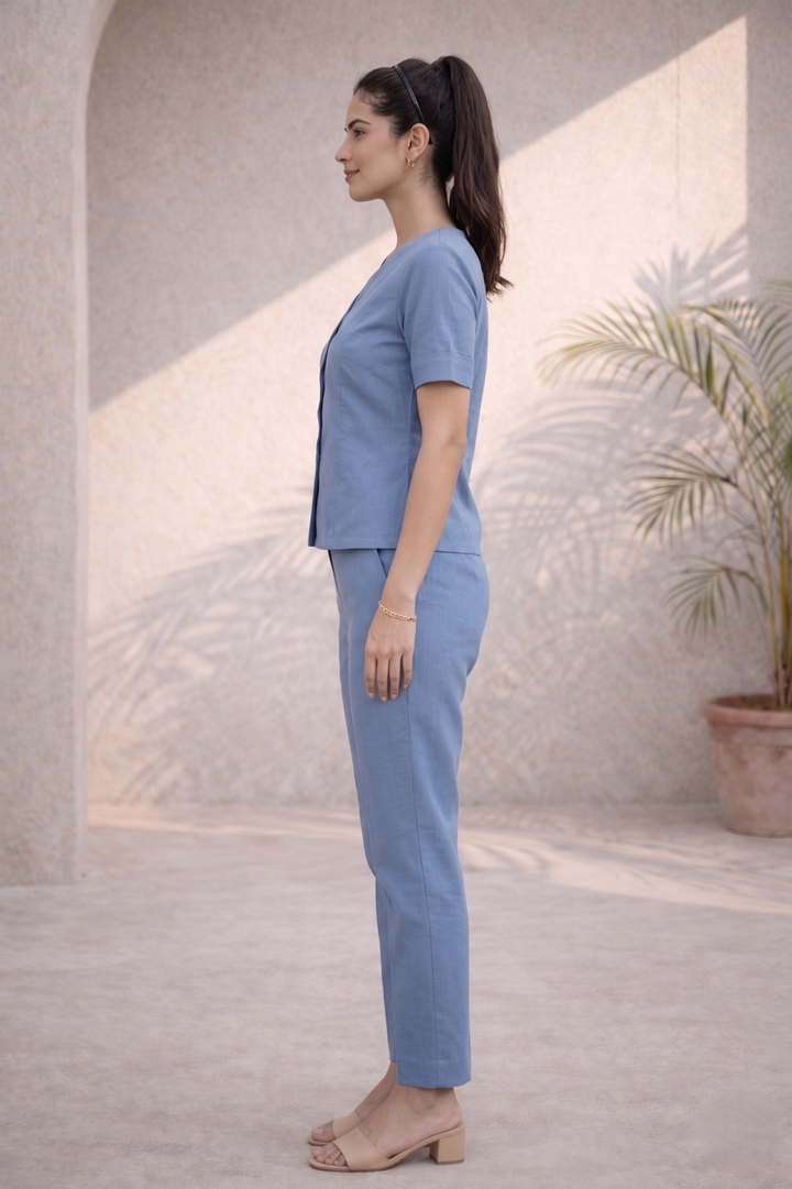Smoky Blue Organic Cotton Co-ord Set (Workwear)
