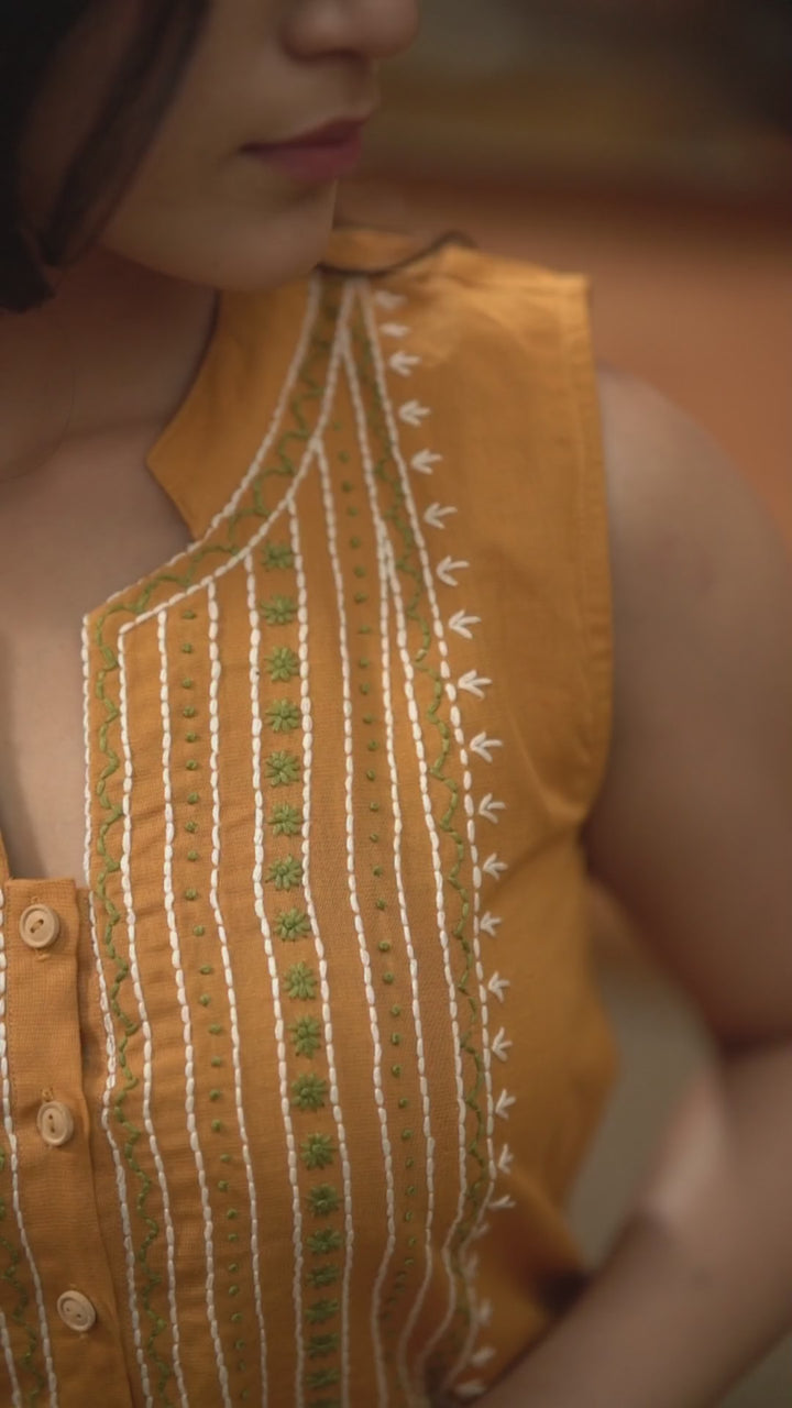 Mustard Breeze Linen Dress